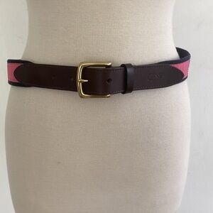 Vineyard Vines Pink With USA Flags Canvas and Leather with Brass Buckle Belt 32